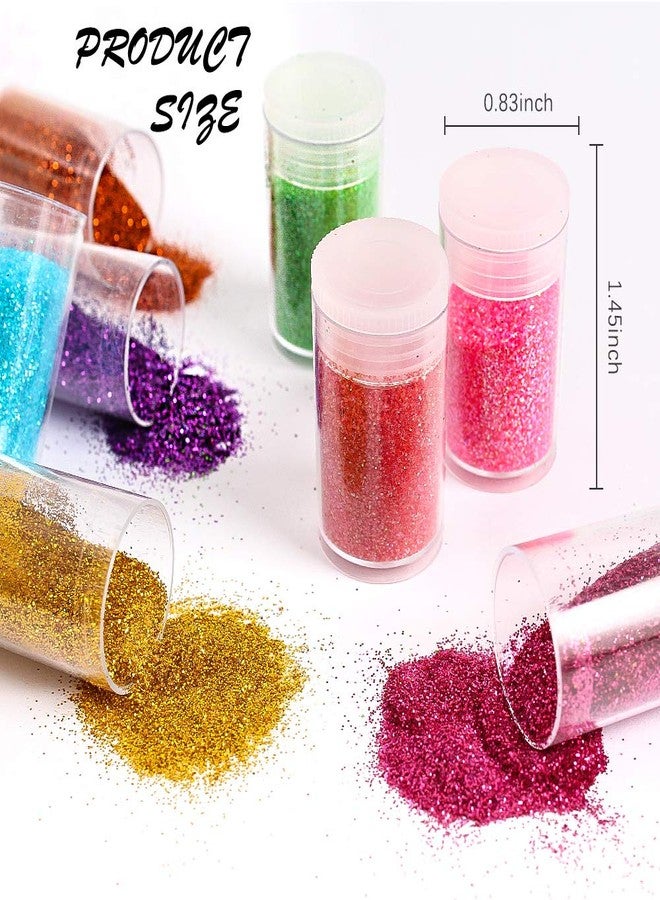 Estanoite Extra Fine Glitter, Set of 24 Colors Nail Arts Cosmetic, Resin Crafts Loose Glitter Powder Shaker for Face Body Hair Eye Lip Gloss Makeup, Slime and Tumbler Making (8g) - Image 3