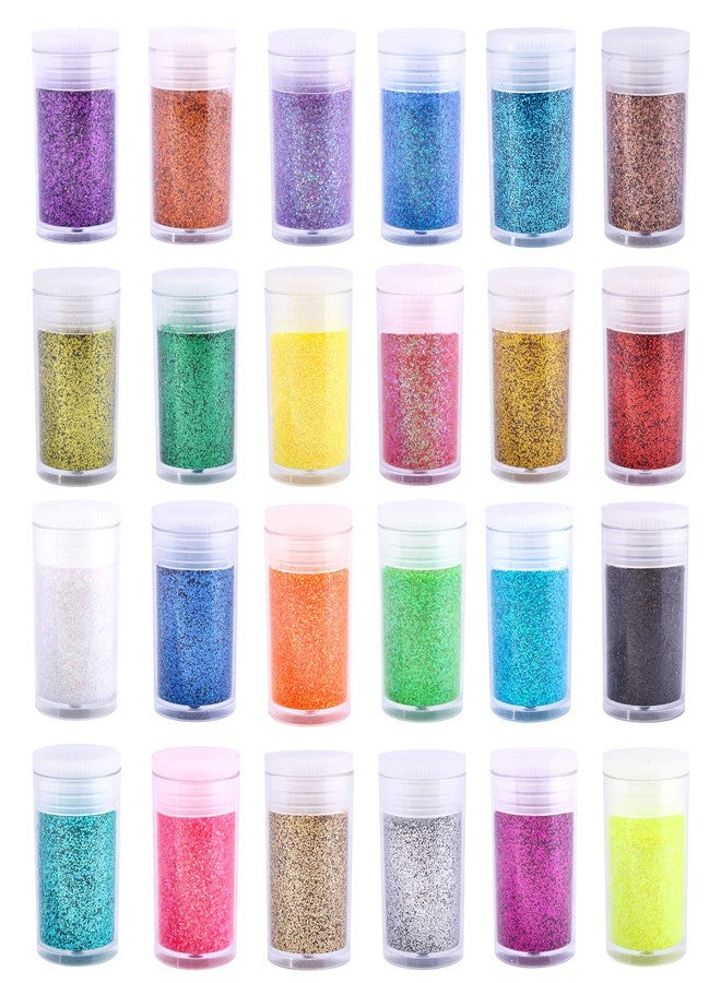 Estanoite Extra Fine Glitter, Set of 24 Colors Nail Arts Cosmetic, Resin Crafts Loose Glitter Powder Shaker for Face Body Hair Eye Lip Gloss Makeup, Slime and Tumbler Making (8g) - Image 1