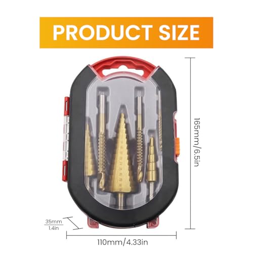 Serplex® 6PCS Step Drill Bits Set, HSS High Speed Steel for Stainless Steel, Metal, Wood, Plastic Drilling 4-32MM/4-20 MM/4-12MM/6MM/8MM/3MM with Case for Woodworking, DIY Lovers - Image 3