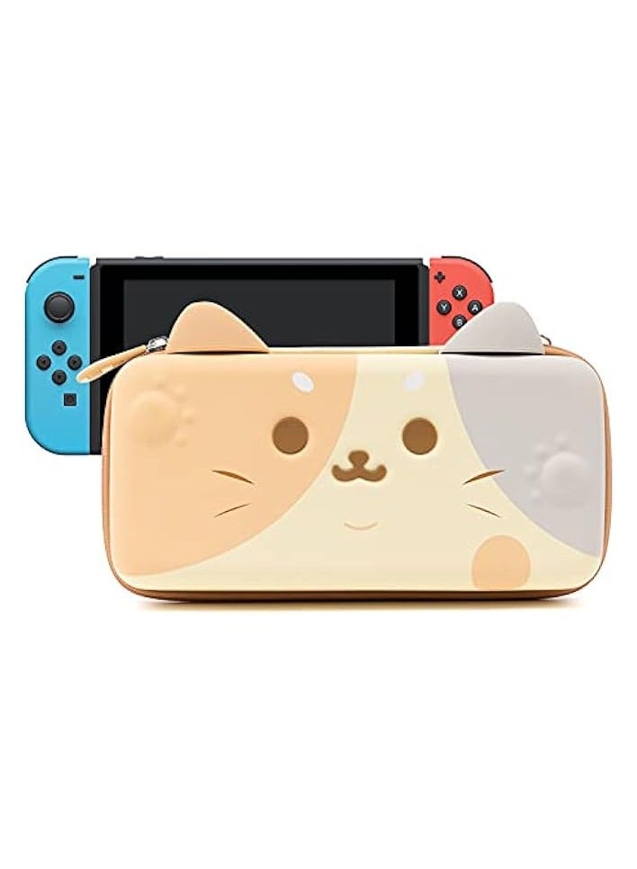 PROMASS Cat Ears Carry Case Compatible with Nintendo Switch/Switch OLED - Portable Hardshell Slim Travel Carrying Case fit Switch Console & Game Accessories (Multicolor, Large) - Image 1