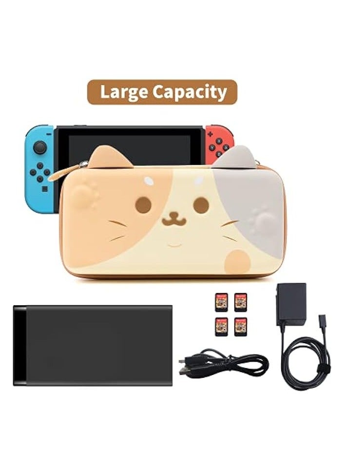 PROMASS Cat Ears Carry Case Compatible with Nintendo Switch/Switch OLED - Portable Hardshell Slim Travel Carrying Case fit Switch Console & Game Accessories (Multicolor, Large) - Image 3