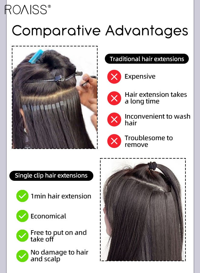 roaiss 10 Pcs Long Straight Clip-in Hair Extensions, Single Clip-in Hair Extension Wig for Women Girls Party Hairstyle Daily Use 50cm (19.7 inches) - Image 4