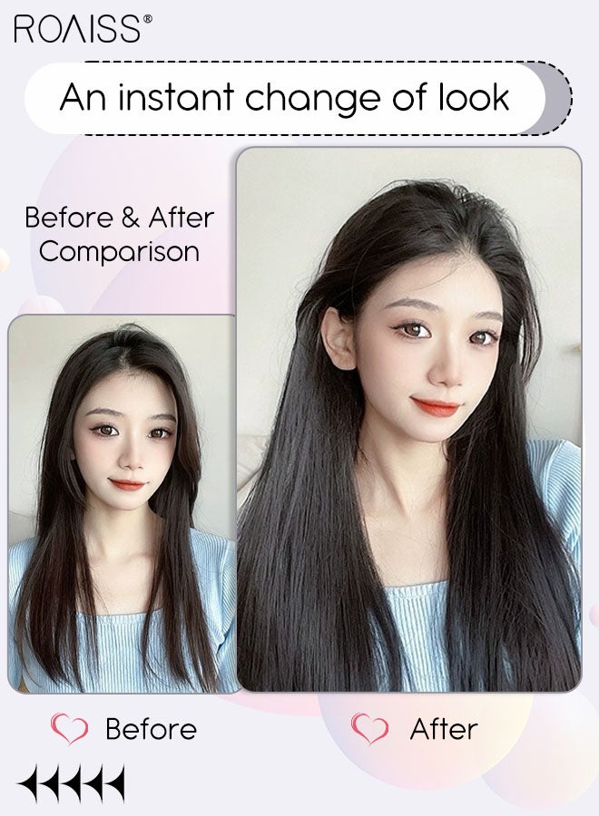 roaiss 10 Pcs Long Straight Clip-in Hair Extensions, Single Clip-in Hair Extension Wig for Women Girls Party Hairstyle Daily Use 50cm (19.7 inches) - Image 2