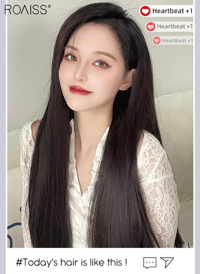 roaiss 10 Pcs Long Straight Clip-in Hair Extensions, Single Clip-in Hair Extension Wig for Women Girls Party Hairstyle Daily Use 50cm (19.7 inches) - Image 5