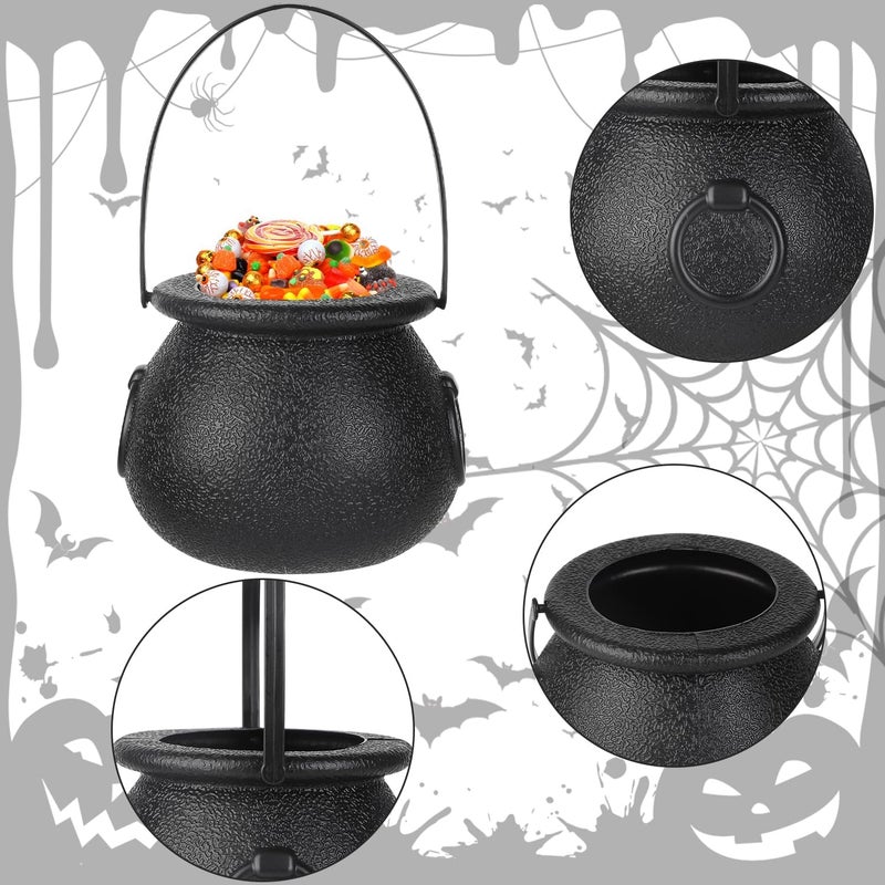 Junware 12pcs Mini Cauldrons with Handle Halloween, Witch Mini Cauldron Multi-purposed, Plastic Cauldron Candy Holder for Halloween & St. Patrick’s Day Party Favors Decor, Halloween Pot - Image 5
