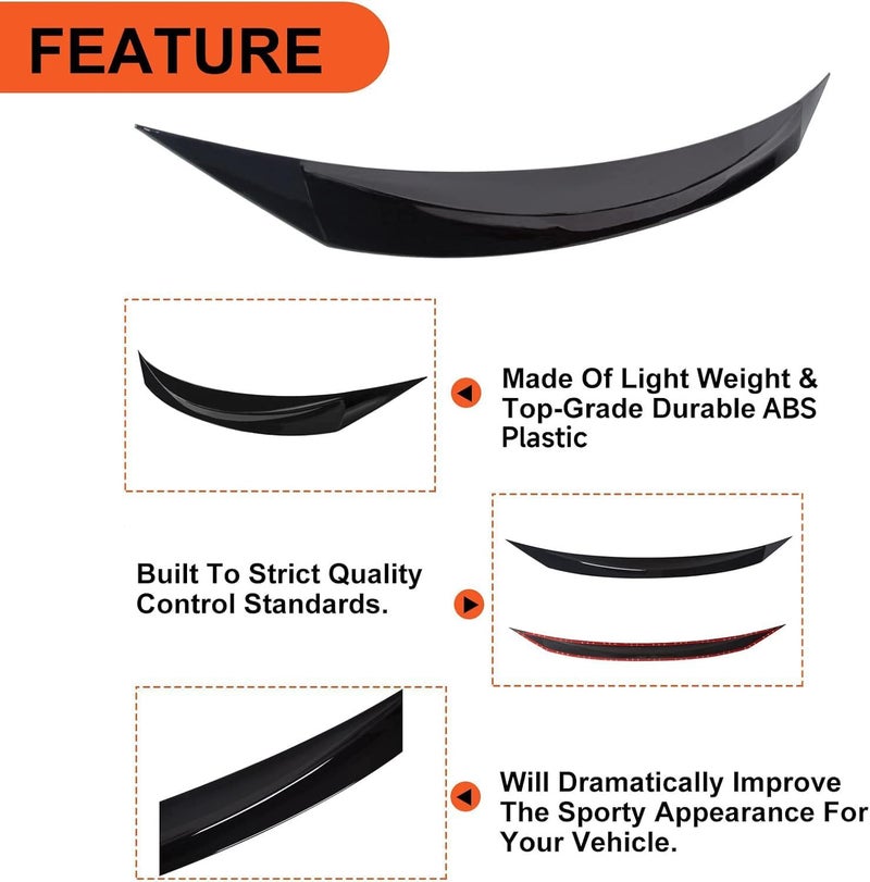 ECOTRIC Front Hood Bumper Upper Trim Nose Cover Compatible with 2016-2021 Honda Civic 10th Gen Si Hatchback Coupe Sedan Glossy Black Front Hood Bonnet Cover Trim Protector - Image 4