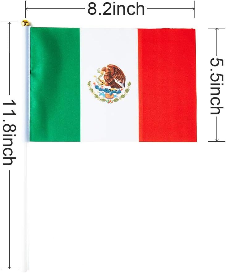 mflagperft Mexico Flag Mexican Flag, Small Mini Handheld Mexico Flags on Stick, Ideal for Party Parades Sports Events Patriotic Festival Decorations - Image 2