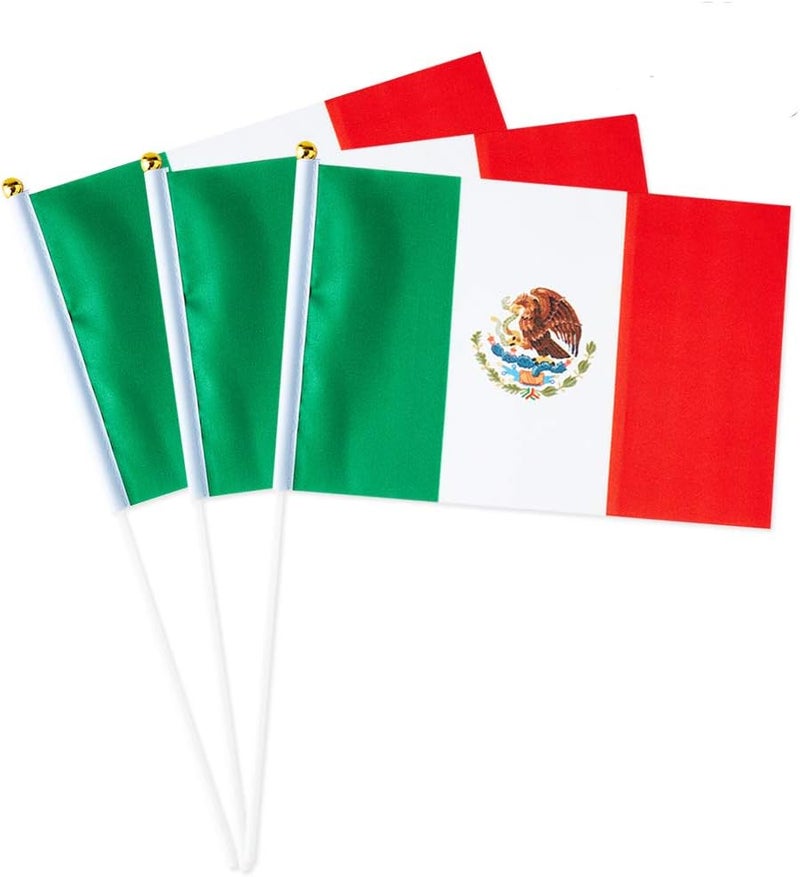 mflagperft Mexico Flag Mexican Flag, Small Mini Handheld Mexico Flags on Stick, Ideal for Party Parades Sports Events Patriotic Festival Decorations - Image 1