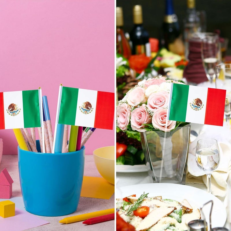 mflagperft Mexico Flag Mexican Flag, Small Mini Handheld Mexico Flags on Stick, Ideal for Party Parades Sports Events Patriotic Festival Decorations - Image 4