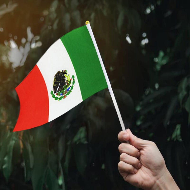 mflagperft Mexico Flag Mexican Flag, Small Mini Handheld Mexico Flags on Stick, Ideal for Party Parades Sports Events Patriotic Festival Decorations - Image 5