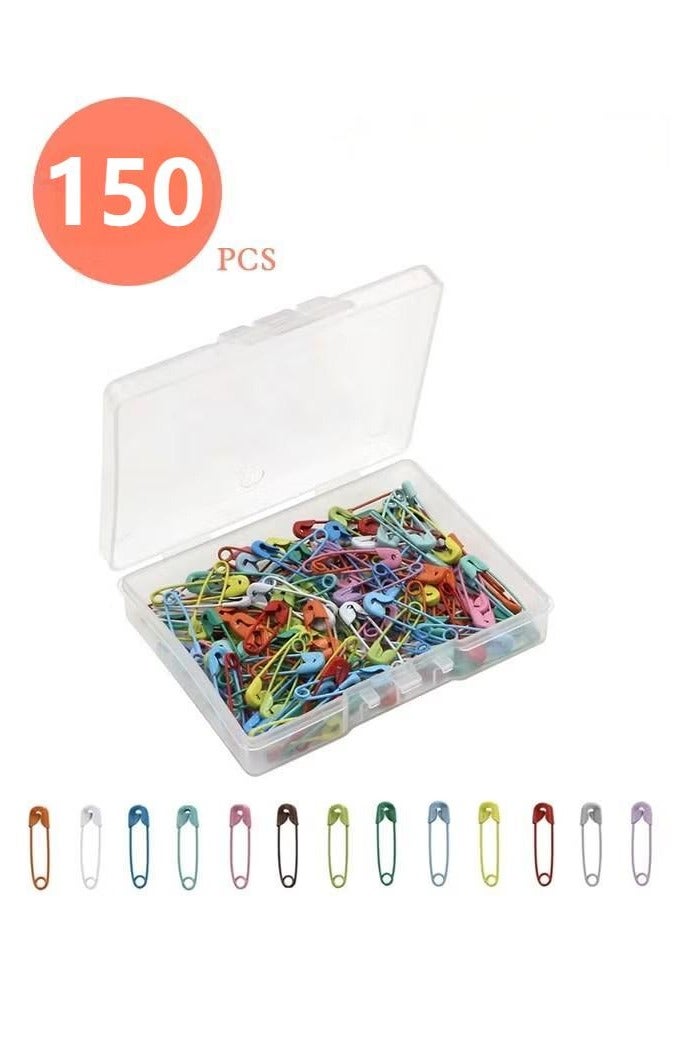 150 Pieces Safety Pin, Colored Safety Pin, Metal Safety Pins, for Clothing Sewing Handicrafts Jewelry Making (Colour) - Image 1