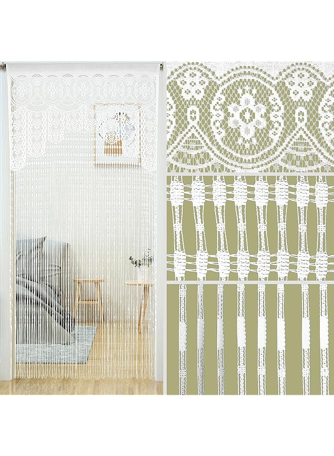 إيروريكس ستارة باب من الدانتيل المكرمية للمداخل ستائر بيضاء فاصل غرفة باب نافذة هيبي لوحة حائط ستائر خزانة لغرفة النوم ستائر باب الخزانة ديكورات - Image 5