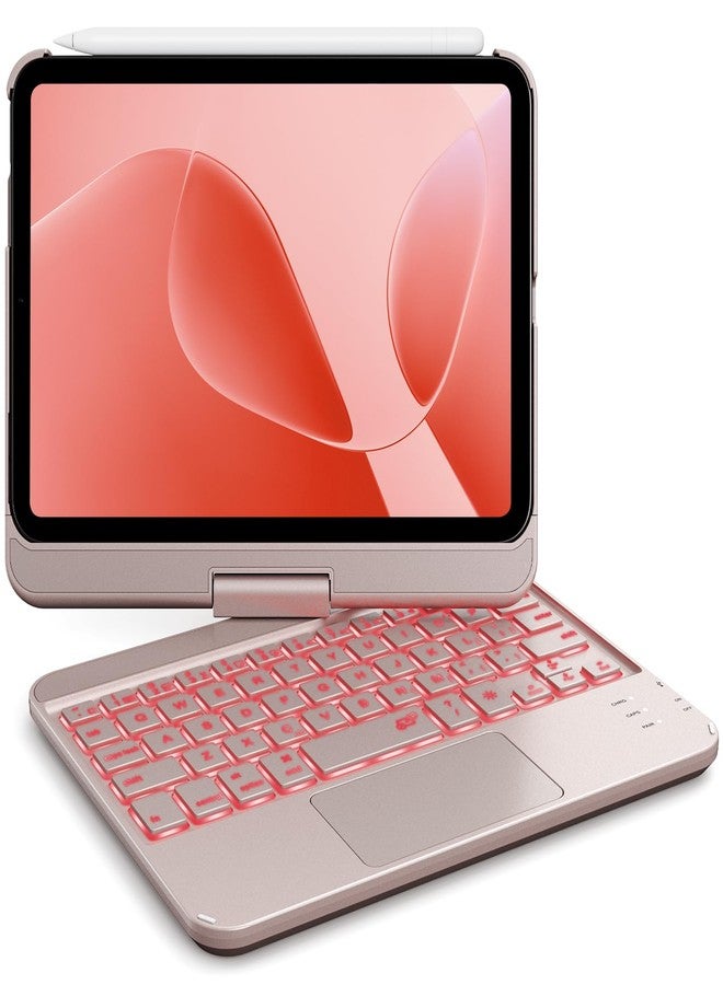 GreenLaw جراب لوحة مفاتيح GreenLaw لجهاز iPad mini 7 (2024) وMini 6 (2021) مقاس 8.3 بوصة، لوحة لمس ذكية، إضاءة خلفية بسبعة ألوان، قابل لإعادة الشحن عبر منفذ Type-C، جراب لوحة مفاتيح قابل للدوران 360 درجة لجهاز iPad mini من الجيل السابع/السادس، لون ذهبي وردي - Image 1