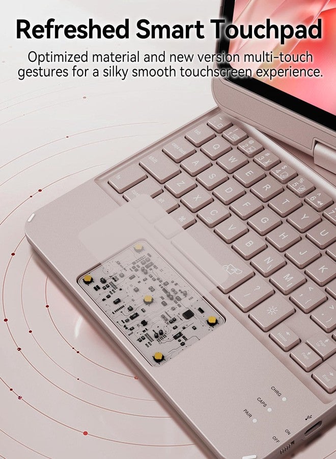 GreenLaw جراب لوحة مفاتيح GreenLaw لجهاز iPad mini 7 (2024) وMini 6 (2021) مقاس 8.3 بوصة، لوحة لمس ذكية، إضاءة خلفية بسبعة ألوان، قابل لإعادة الشحن عبر منفذ Type-C، جراب لوحة مفاتيح قابل للدوران 360 درجة لجهاز iPad mini من الجيل السابع/السادس، لون ذهبي وردي - Image 4