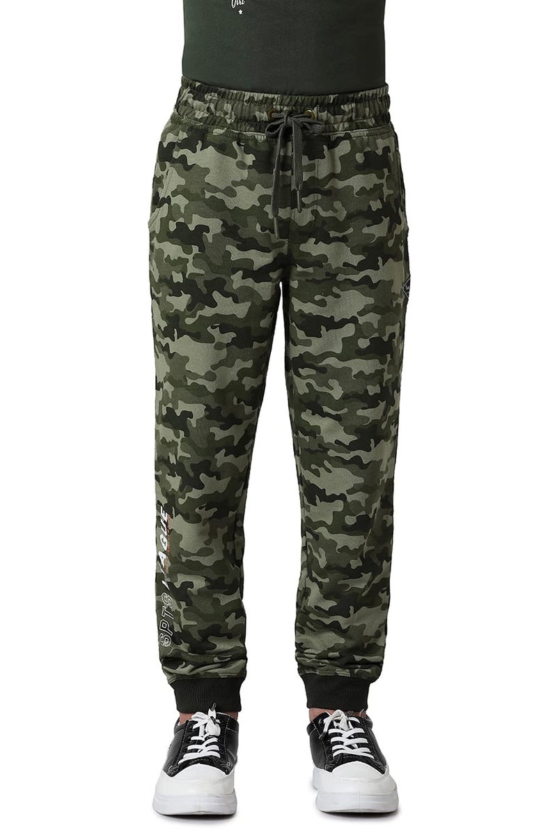 Van Heusen Boys Regular Fit Joggers - Cotton Terry Blend - Smart Tech, Easy Stain Release, Anti Stat, Ultra Soft, Moisture Wicking_52401_Oil Green Combo_11-12 Years - Image 2