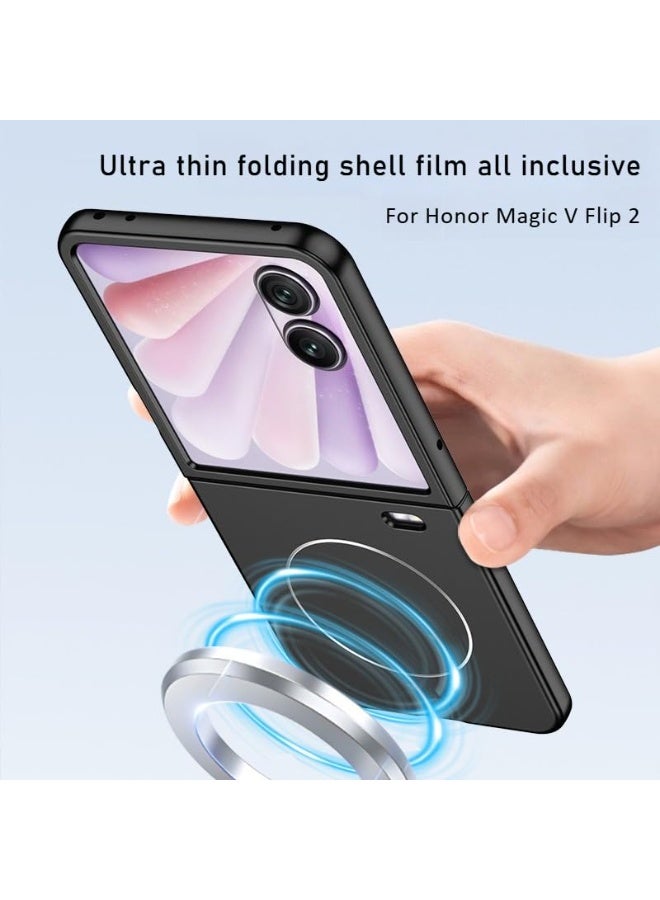 general Case Compatible with Honor Magic V Flip 2 Cover with High-definition Tempered Film + Wireless Charging, Hinge Magnetic Anti Shock and Anti Fall Cover for Honor Magic V Flip 2 - Image 2