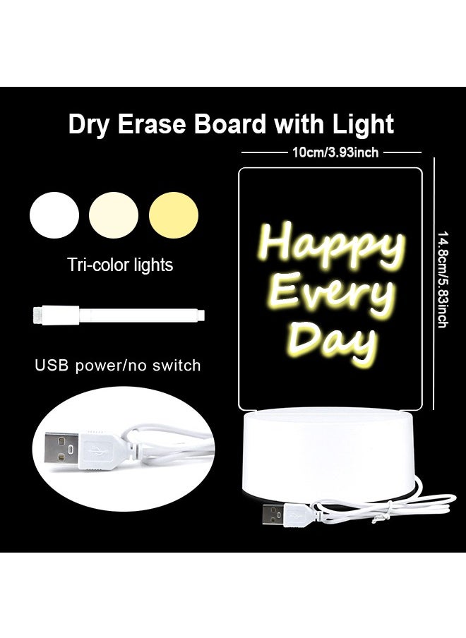 Ant Acrylic Dry Erase Board with Light, 3.93 x 5.83" Tricolor Lights Clear Desktop Note Memo Board, Whiteboard Notepad Table, Rewritable Night Light with Message Board for Study Work Personal Creative Use  - Image 2