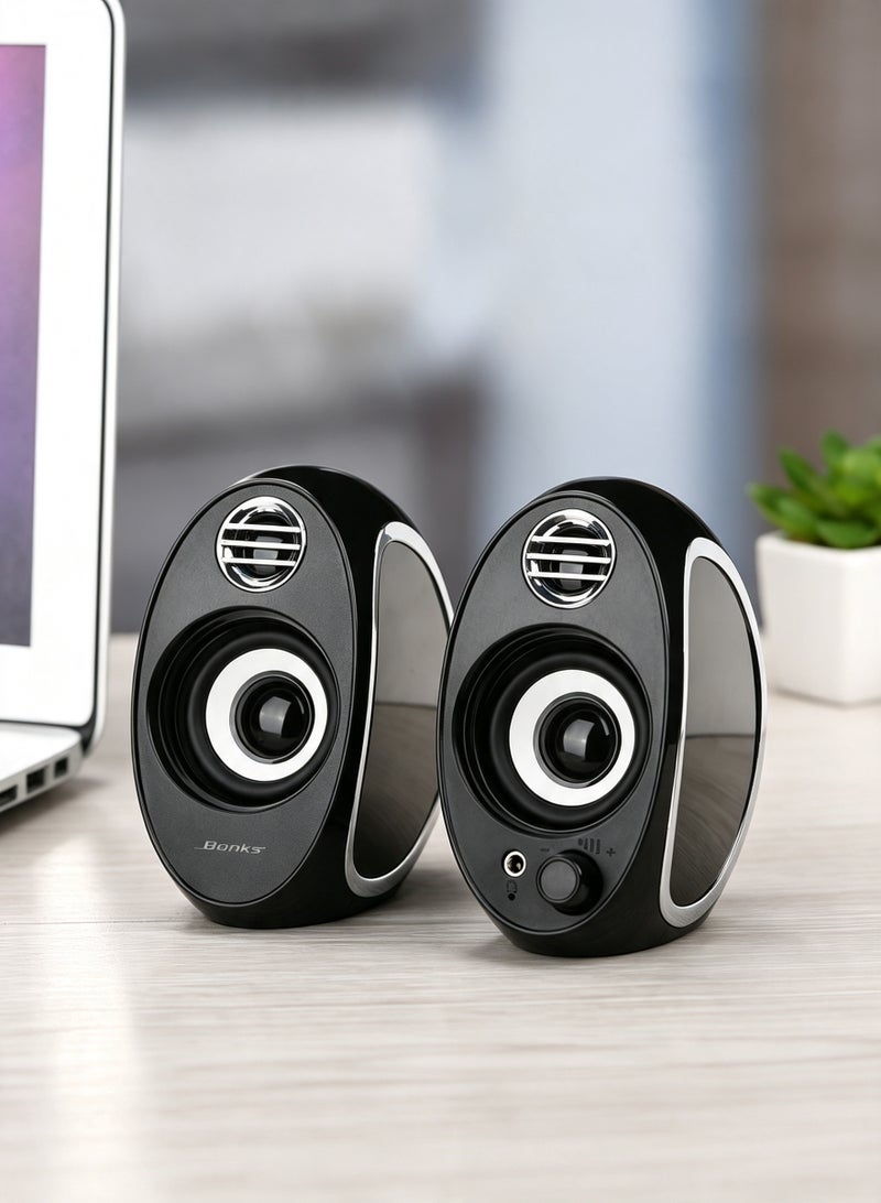 BONKS Computer Speakers for Desktop, PC Powered Speaker, USB Powered Monitor Speakers for Computer/TV/Laptop/Gaming (10W) - Image 1