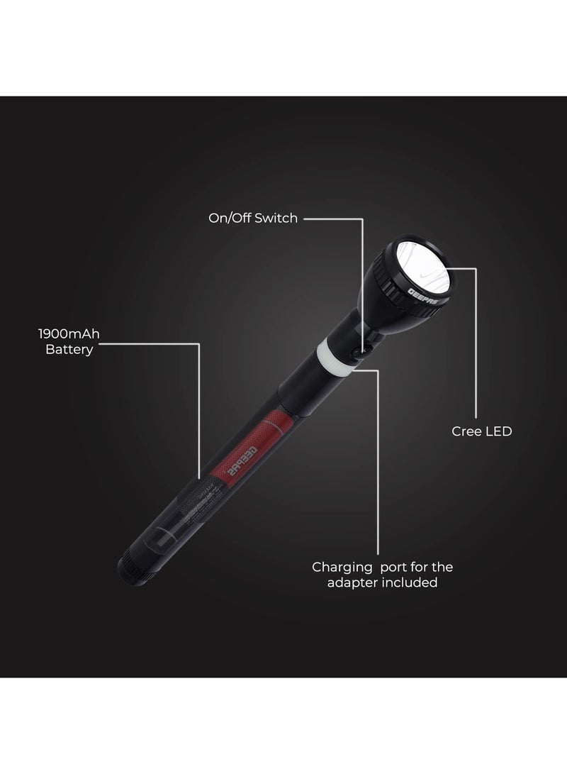 GEEPAS Geepas Rechargeable LED Flashlight Torch for Outdoor Activities, 357 mm Size  - Image 3