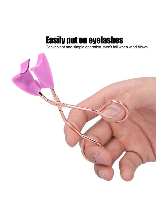 Shanrya Glue Free Magnetic Eyelashes Applicator, Reusable Eyelashes Applicator Strong Magnetic Force Lovely Shape Multiple Colors for Salon(Rose gold handle purple) - Image 4