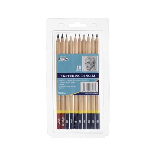 PRO ART 3077 10-Piece Dry Media Pencil Set,Black - Image 1