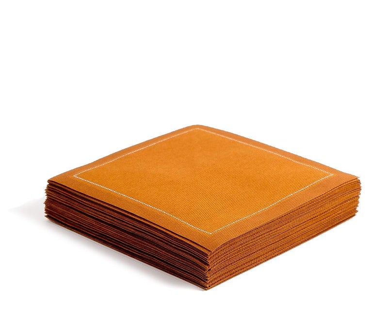 Five Star Napkins Luxury Cotton Cloth Cocktail Napkins - Bar Napkins, Party Napkins, Beverage Napkins, Events, Holiday, Wedding, Birthday, Parties - 4.5" x 4.5" - Disposable (50 x) Caramel - Image 4