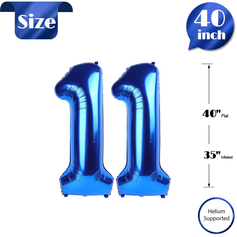 IWERP Navy Blue Number 11 Balloon 40 inch, 11 Number Balloons, 11th Navy Blue Birthday Decorations, 11 Year Old Girls Boys Blue Party Supplies - Image 5