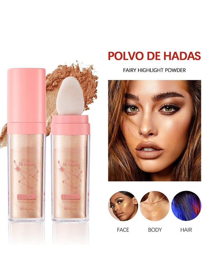 JOVIALITY Highlight Patting Powder Highlighter Body Glitter for Face Hair Eye Lip and Body, Prom, Festival, Stage Makeup (Golden Brown) - Image 3