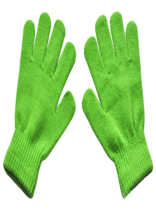 BaiX Boys and Girls Warm Winter Knitted Writing Gloves, 5-12 Years Old (Green) - Image 1