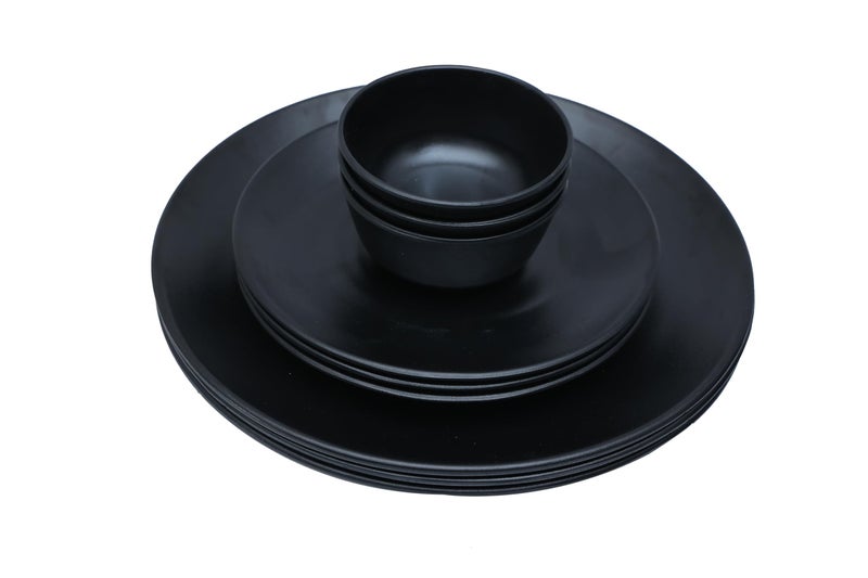 Amar Industries Melamine Dinner Set, Elegant, Unabreakable, Matte Black Spiral Design, Full Plates, Half Plates with Bowl (Set of 9) - Image 5
