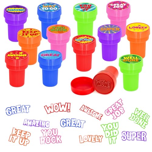 Cinrobiye 24 Pcs Assorted School Stampers Positive Reward Sticker Stamps Back to School Teacher Supplies for Pinata Classroom Prizes Goodie Bag Fillers DIY Craft Activities - Image 1