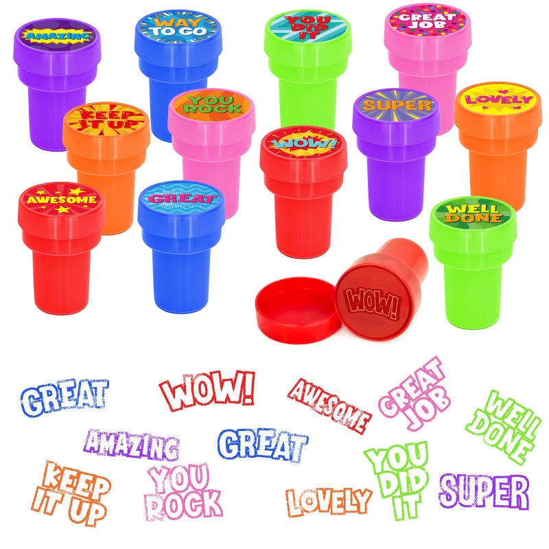Cinrobiye 24 Pcs Assorted School Stampers Positive Reward Sticker Stamps Back to School Teacher Supplies for Pinata Classroom Prizes Goodie Bag Fillers DIY Craft Activities - Image 3