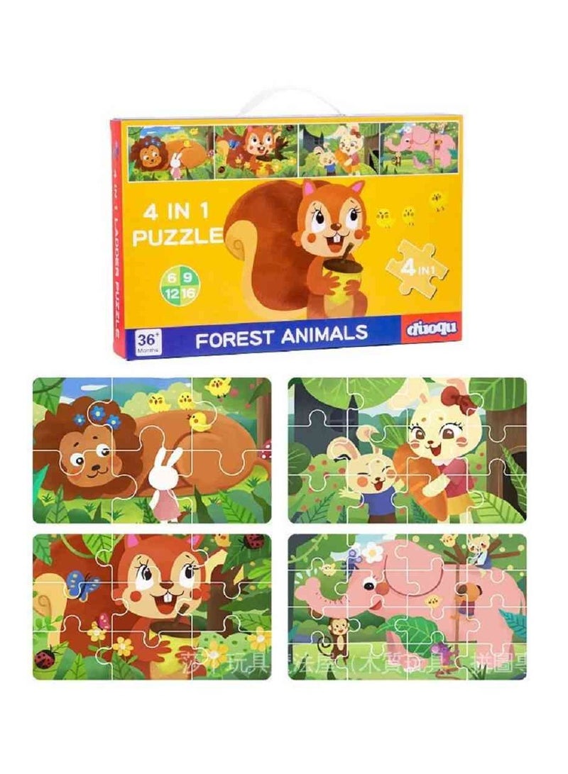 UKR 4-in-1 Animal Forest Matching Puzzle – 43-Piece Jigsaw for Toddlers & Preschool Kids | Educational Early Learning Toy | Animal & Nature Themed Puzzle for Brain Development - Image 1