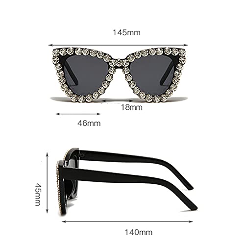 willochra Luxury cute Colorful Diamond Women Party Rhinestone Cat Eyes Gradient Candy Sun glasses Shades for women sun protection (green) - Image 4