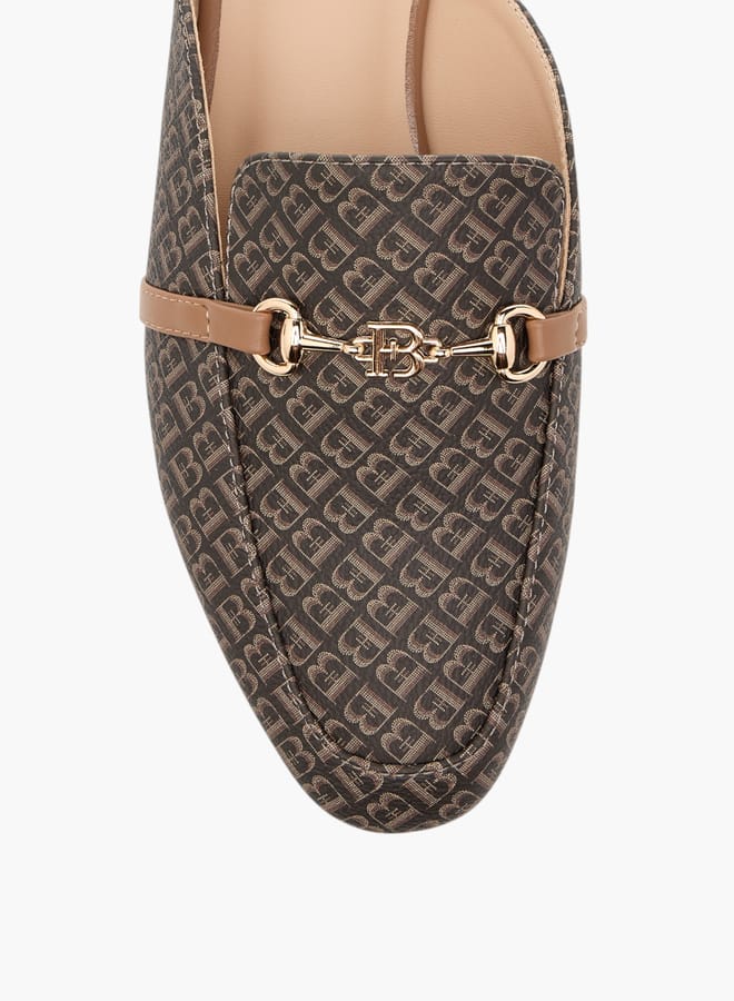 Flora Bella By Shoexpress Women Monogram Print Slip-On Mules  - Image 4