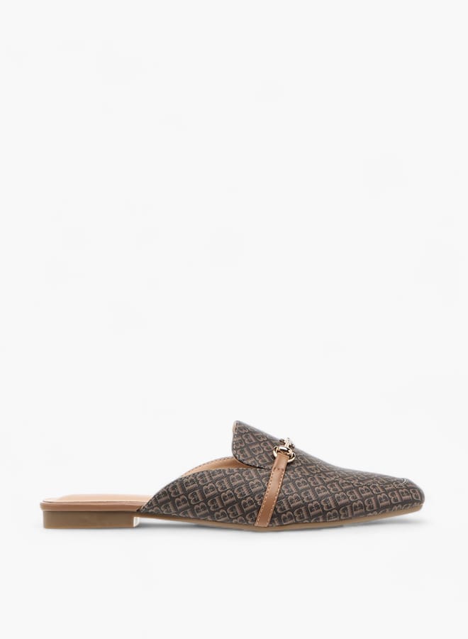 Flora Bella By Shoexpress Women Monogram Print Slip-On Mules  - Image 3