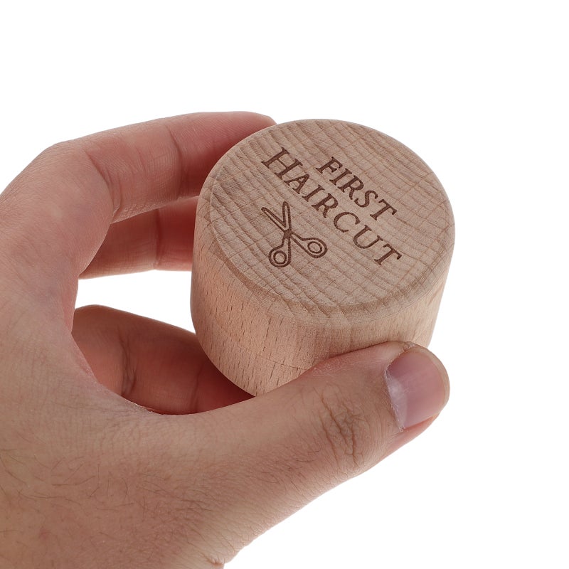 Beige Wood Baby Keepsake Box Natural Hair Memorial Storage - Image 3