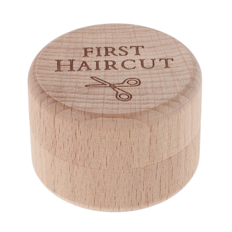 Beige Wood Baby Keepsake Box Natural Hair Memorial Storage - Image 1