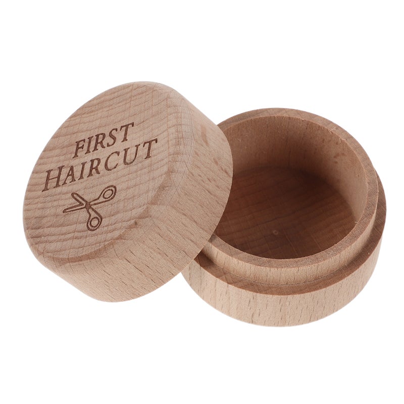 Beige Wood Baby Keepsake Box Natural Hair Memorial Storage - Image 5