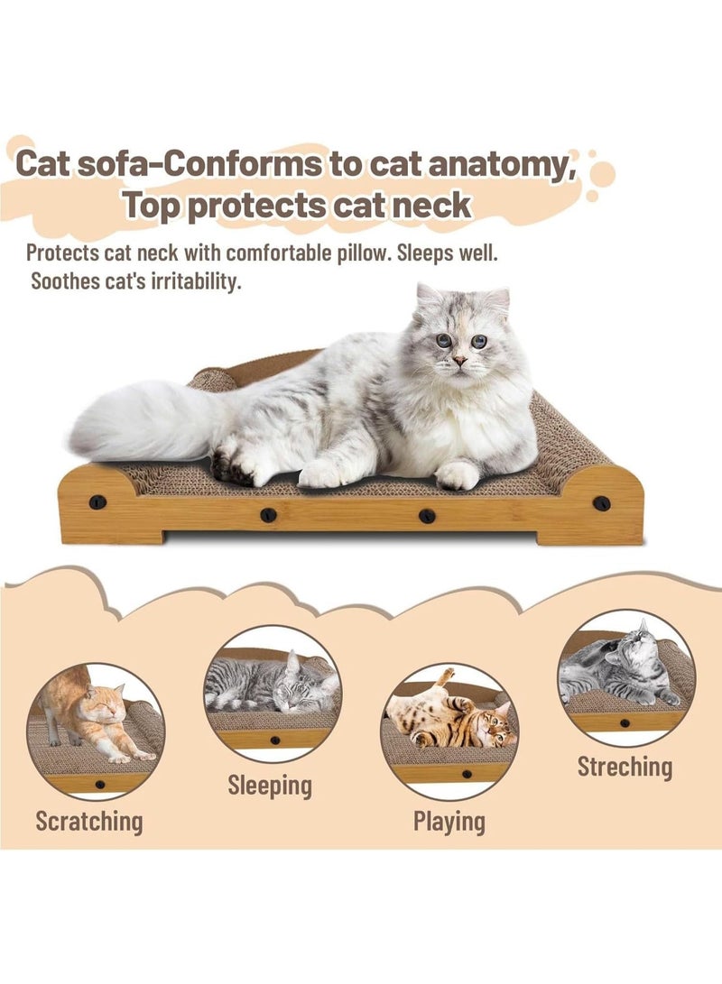 سوفام منزل سرير خشبي مع وسادة خدش، ورق مقوى وسادة خدش، 56x28x30 سم، تصميم مع وسادات جانبية وألعاب معلقة - Image 4