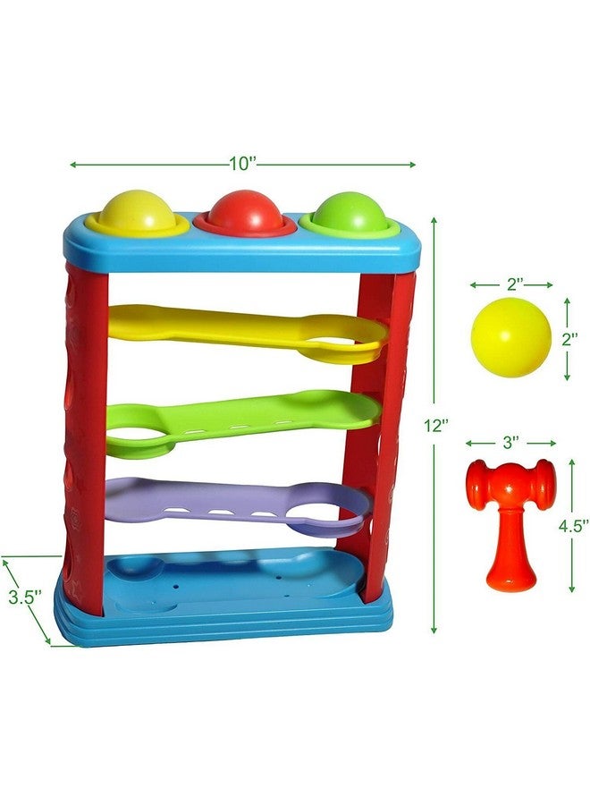 VGRASSP Ramp Tower Race Slope Rolling Hammer Ball Toy Set with 3 Balls 1 Hammer Sharp Edges Free Fun Learning Toy for Kids - Multicolor (Color As Per Stock) - Image 3
