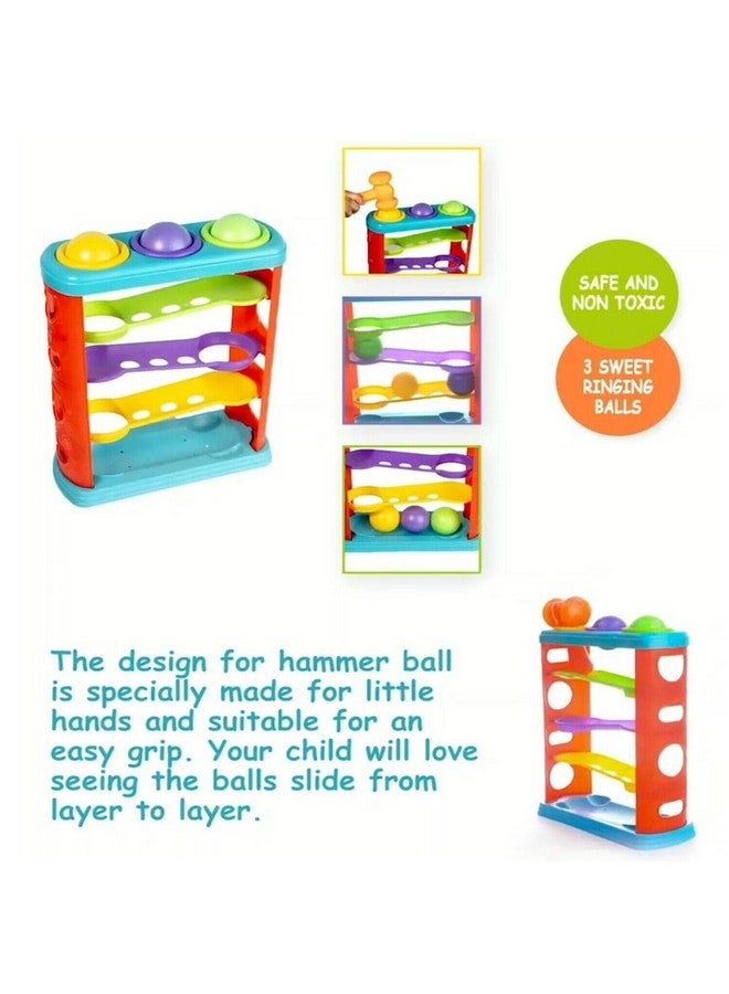 VGRASSP Ramp Tower Race Slope Rolling Hammer Ball Toy Set with 3 Balls 1 Hammer Sharp Edges Free Fun Learning Toy for Kids - Multicolor (Color As Per Stock) - Image 5