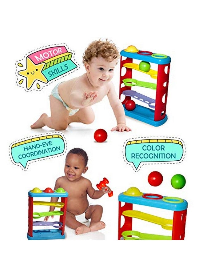 VGRASSP Ramp Tower Race Slope Rolling Hammer Ball Toy Set with 3 Balls 1 Hammer Sharp Edges Free Fun Learning Toy for Kids - Multicolor (Color As Per Stock) - Image 4