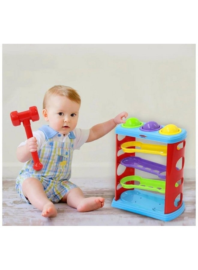 VGRASSP Ramp Tower Race Slope Rolling Hammer Ball Toy Set with 3 Balls 1 Hammer Sharp Edges Free Fun Learning Toy for Kids - Multicolor (Color As Per Stock) - Image 2