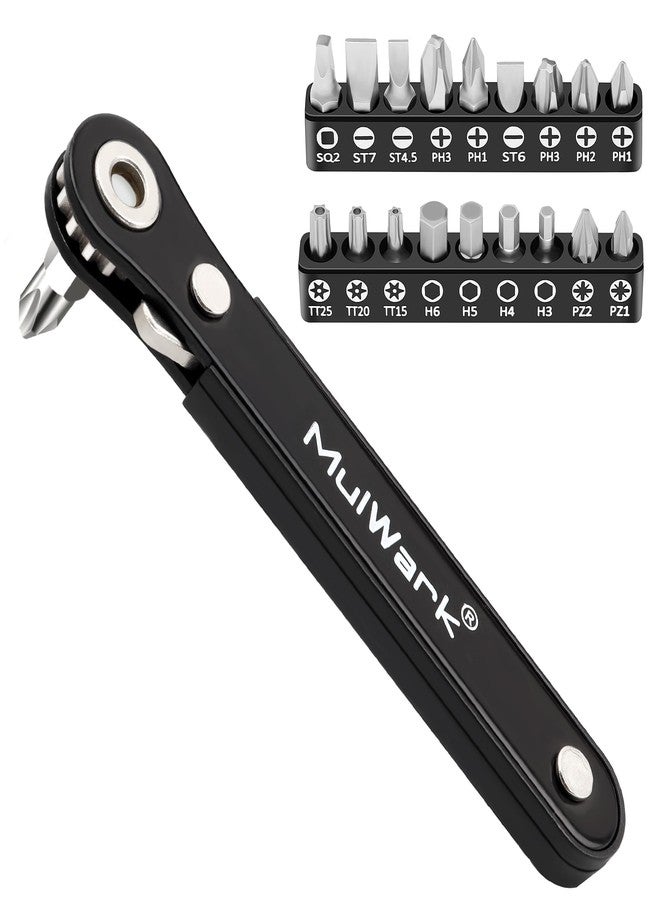 MULWARK 20pcs Small Screwdriver Set, 1/4" Right Angle Screwdriver Set, 90-Degree Offset Screwdriver for Tight Spaces, Auto Repair, Electronics, DIY Home Improvement EDC Tool Kit - Image 1