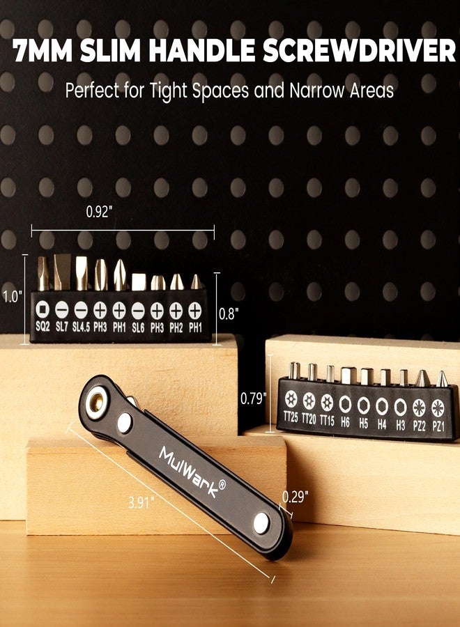 MULWARK 20pcs Small Screwdriver Set, 1/4" Right Angle Screwdriver Set, 90-Degree Offset Screwdriver for Tight Spaces, Auto Repair, Electronics, DIY Home Improvement EDC Tool Kit - Image 5