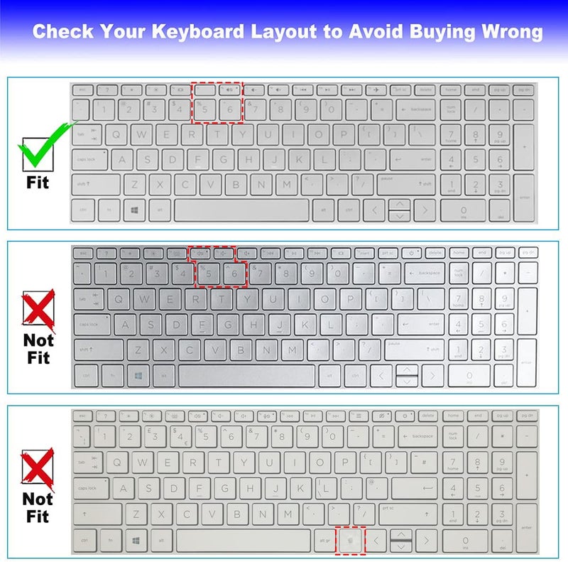 MUBUY-GOL Keyboard Cover for 15.6 HP Laptop 15-dw 15-dy 15-ef 15-da/db/bs 15-dy5033dx 15-dy5073dx 15-dy5131wm 15-dy2795wm 15-dw3033dx 15-ef2130wm 15-da0033wm, Envy x360 15m-dr/ds 17-bs/bw, Pavilion 15-cs/cc - Image 2