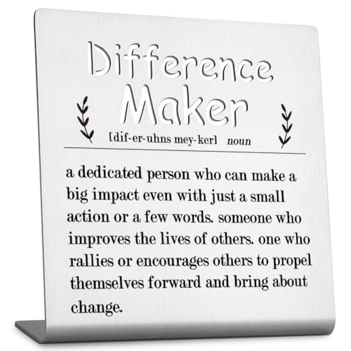 FOKCBOCM Decorative Signage, Stainless Steel Funny Desk Decor Definition Sign - Difference Maker Gift for Women Teacher Mom Coworker Mentor Coach Boss Manager, 3.9 x 3.9 inches - Image 1
