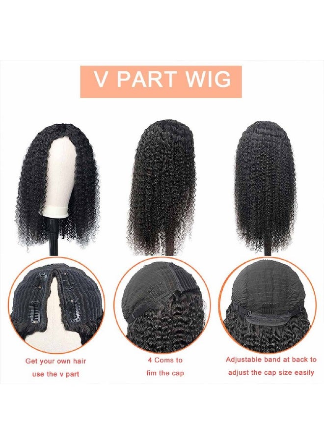 DOMISO V Part Wig Human Hair Glueless Upgrade U Part Human Hair Wig 180% Density Kinky Curly Wigs For Women No Leave Out No Glue Beginner Friendly 9A Brazilian Virgin Hair Natural Color 20 Inch  - Image 3