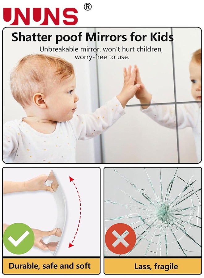 UNUNS 3D Mirror Wall Sticker Tiles,Non-Breakable Acrylic Full Length Wall Mirror Tiles,40cm x40cm 3Pcs Flexible Plastic Mirror,Full Body Mirror Tiles For Bedroom,Home Gym,Home Wall Decor - Image 3